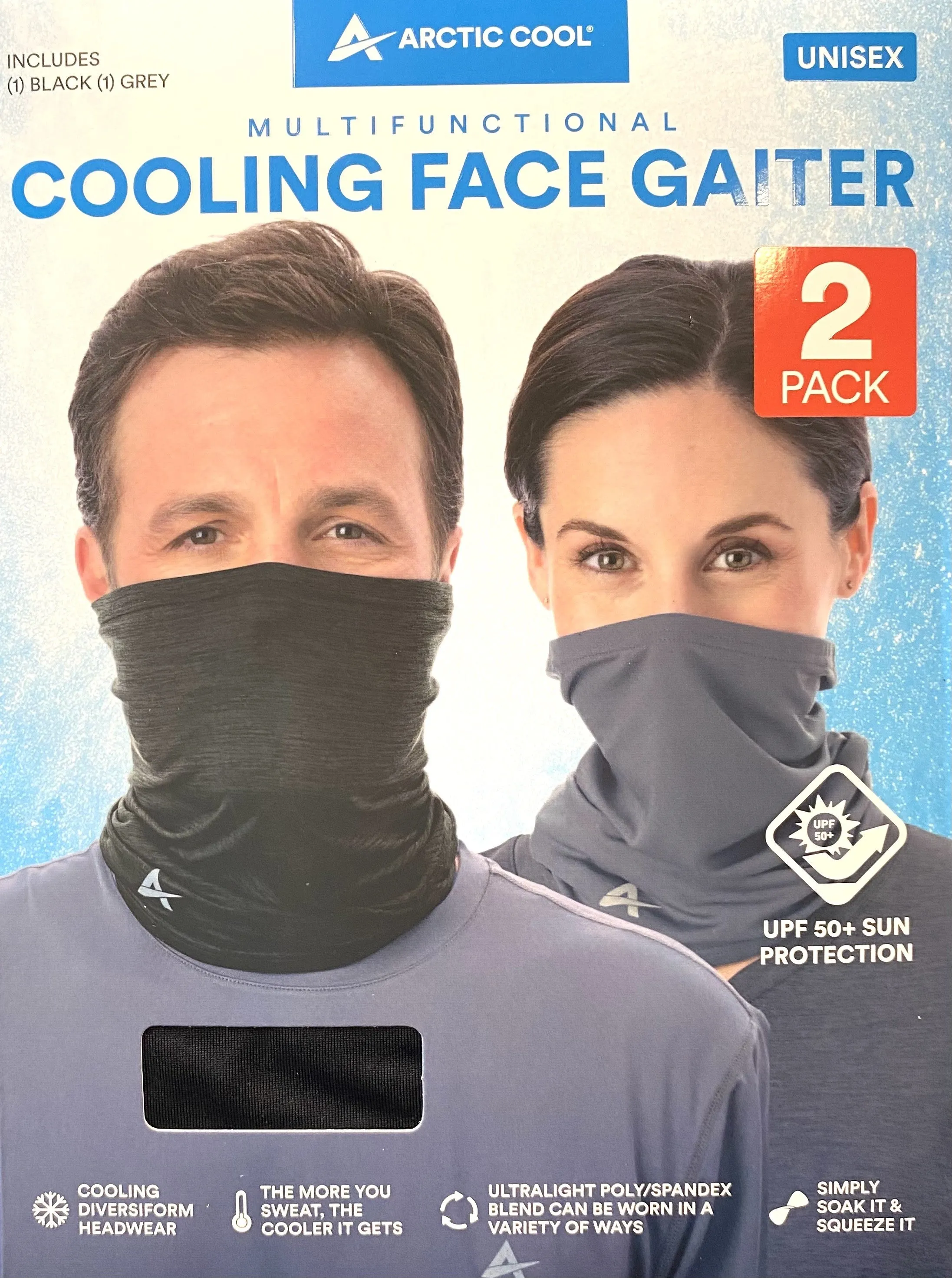 2-Pack Head Cooling Gaiters UPF 50  Moisture Wicking Headband, Scarf, Balaclava