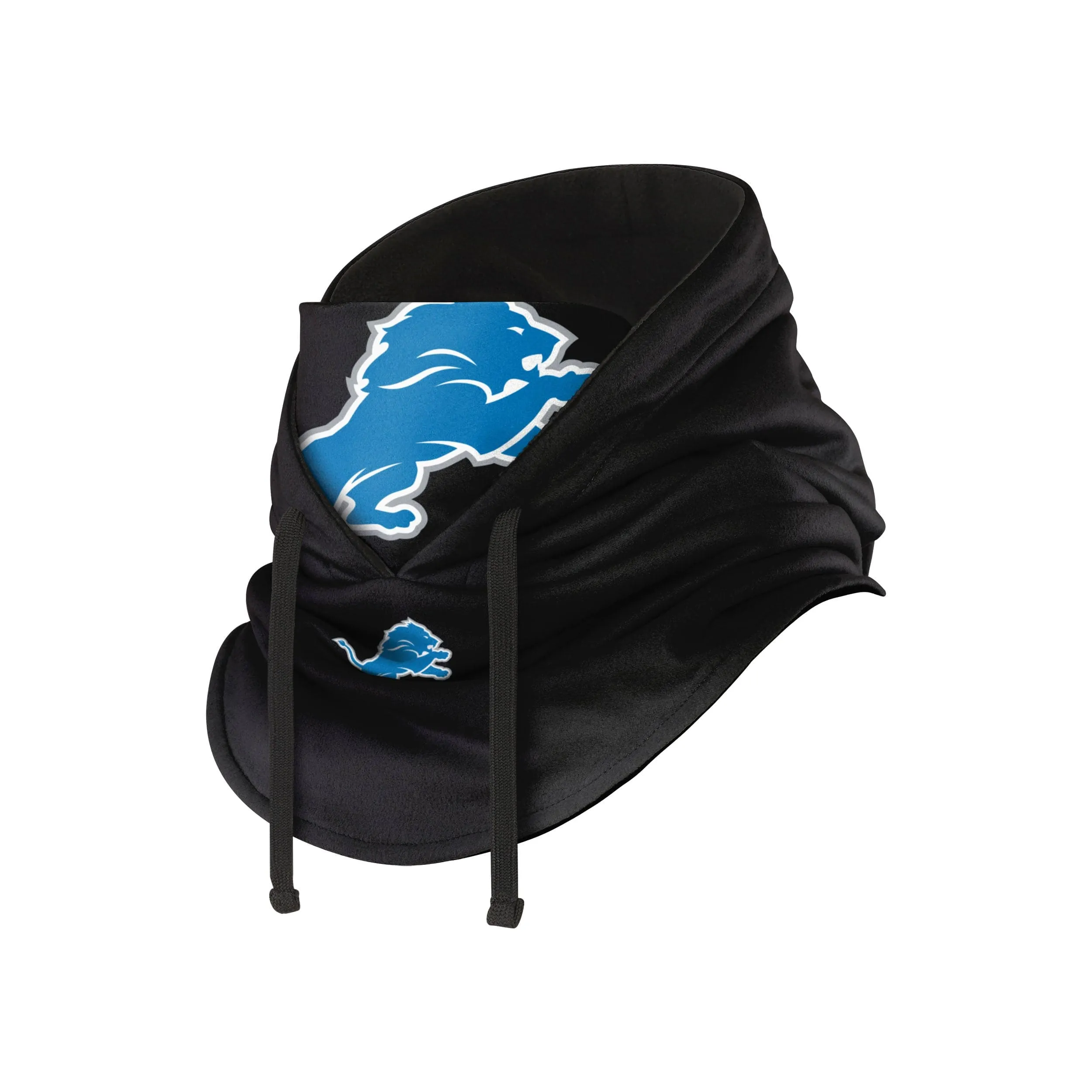 Detroit Lions NFL Black Drawstring Hooded Gaiter