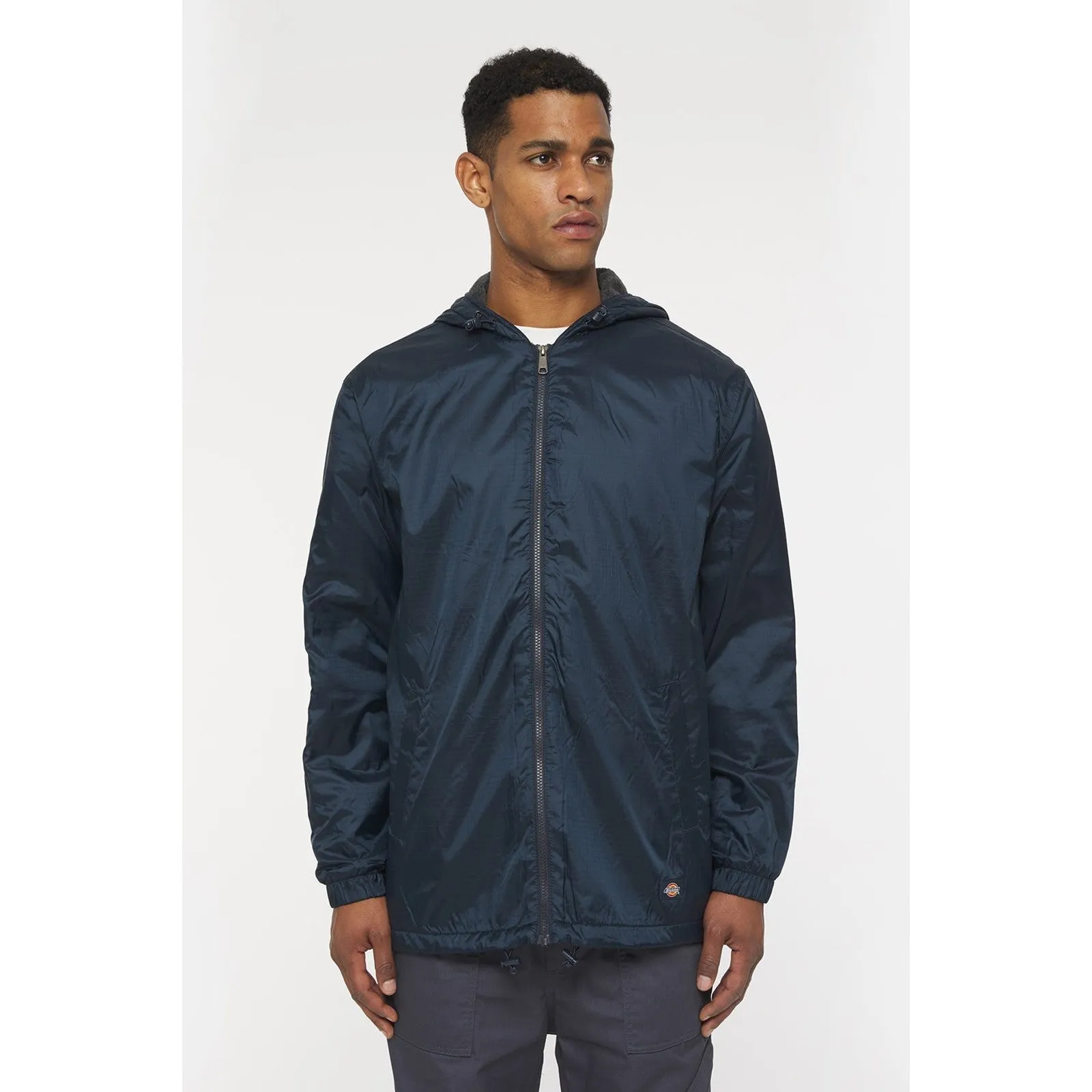 Dickies Mens Fleece Lined Nylon Hooded Jacket - Navy