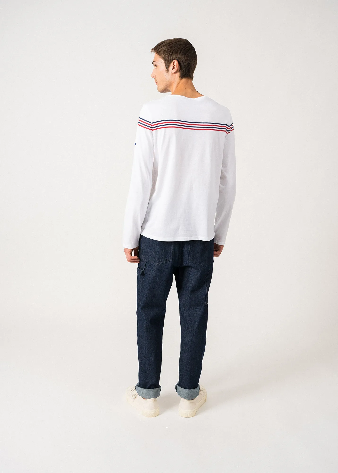 Long sleeve t-shirt with placed stripes - SAINT JAMES x Elysée (NEIGE/TULIPE/MARINE)
