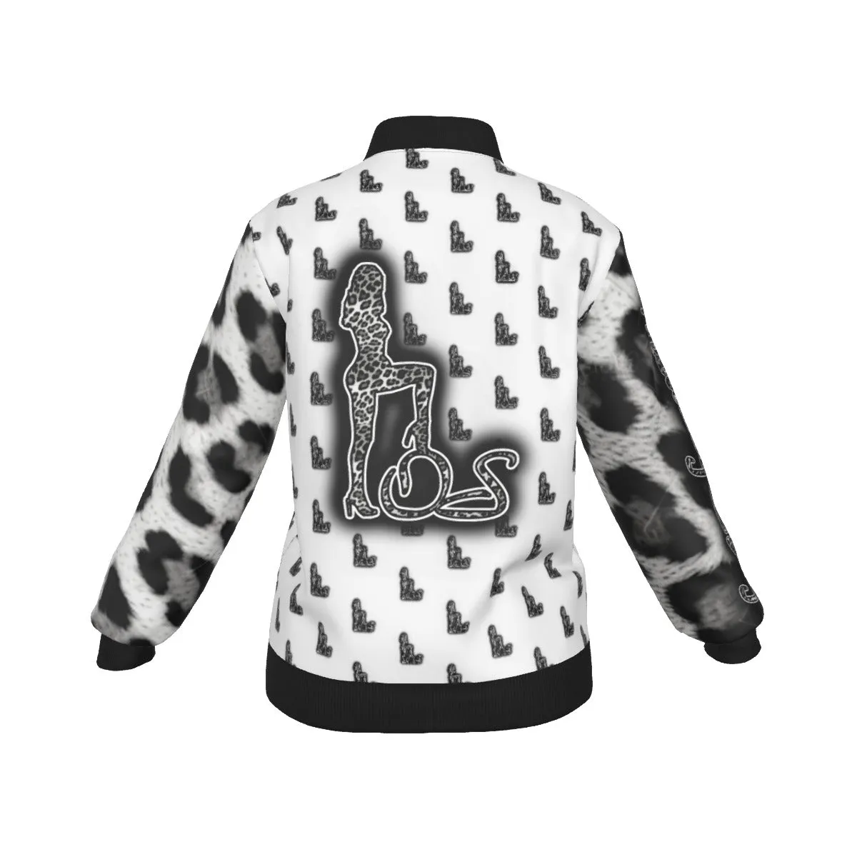 Officially Sexy Snow Leopard Collection Women's Girl on OS Logo All Over Jacket With Large Print Sleeves And Large Logo On The Back (English) #7