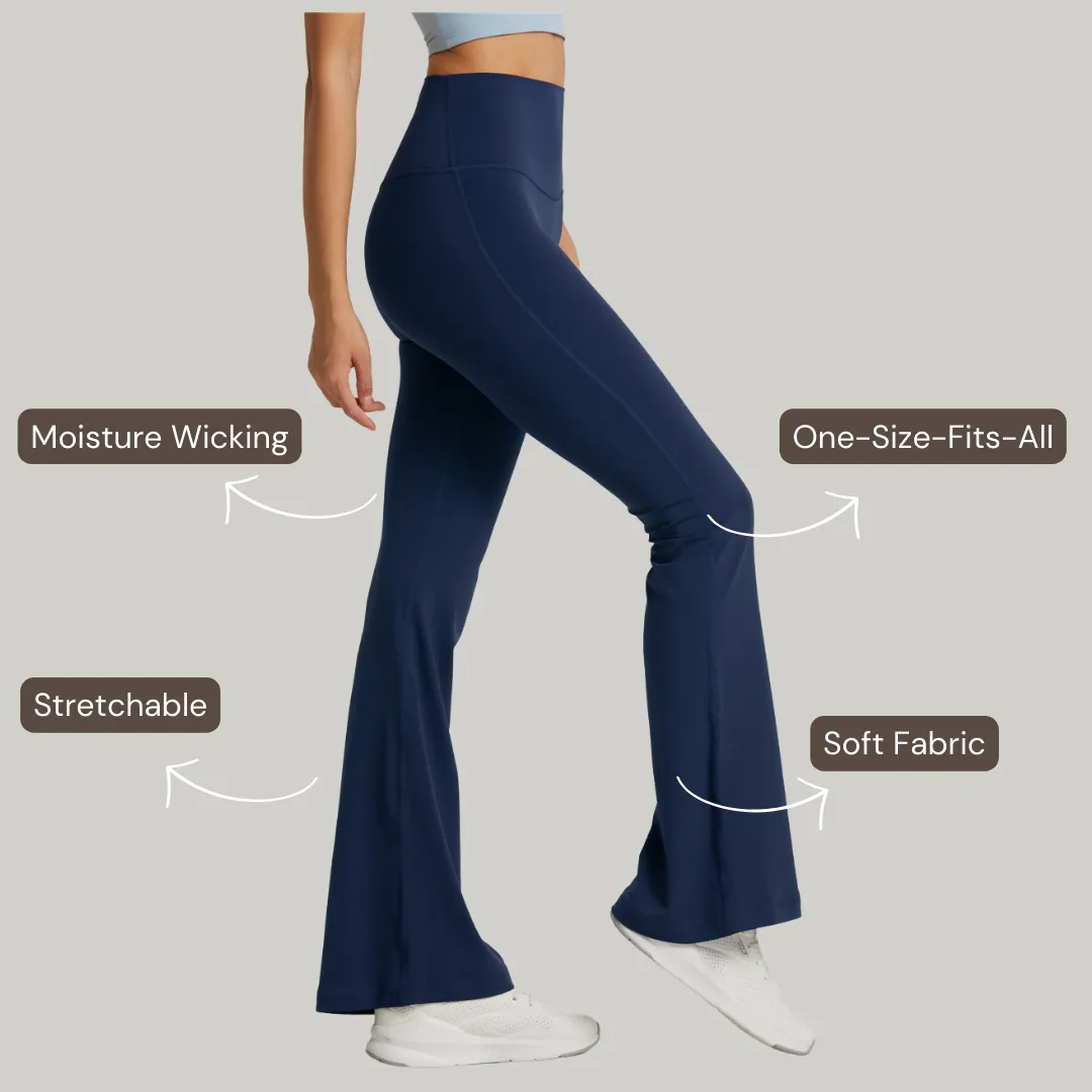 One-Size Flared Yoga Pants - Navy Blue